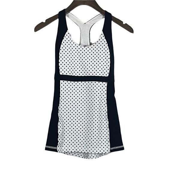 Lululemon Run Fast Track Tank Mod Dot Printed Black/Black - Picture 1 of 2